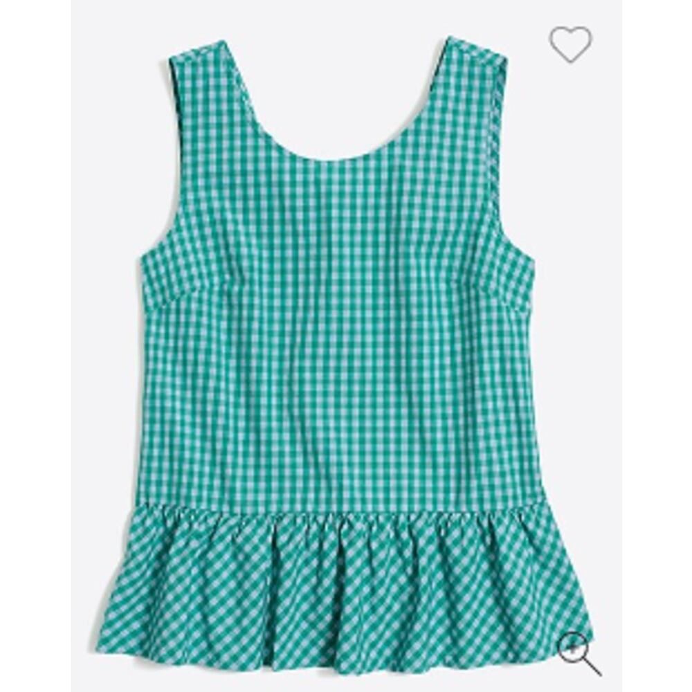 J Crew Printed Bow-Back Peplum Patina Perry Tank Top XS‎